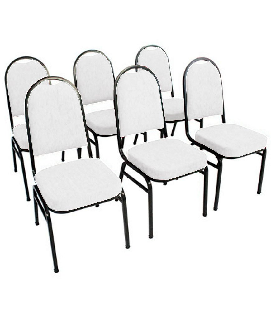 Kit com 6 Cadeiras para Auditórios Linha Hotel Branco Kit com 6 Cadeiras para Auditórios Linha Hotel Branco