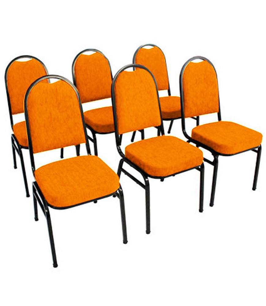 Kit com 6 Cadeiras para Auditórios Linha Hotel Laranja Kit com 6 Cadeiras para Auditórios Linha Hotel Laranja