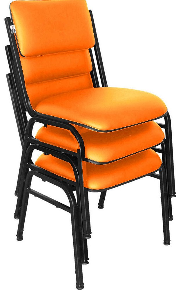 Kit com 3 Cadeiras para Auditórios Linha Hotel Smart Laranja Kit com 3 Cadeiras para Auditórios Linha Hotel Smart Laranja