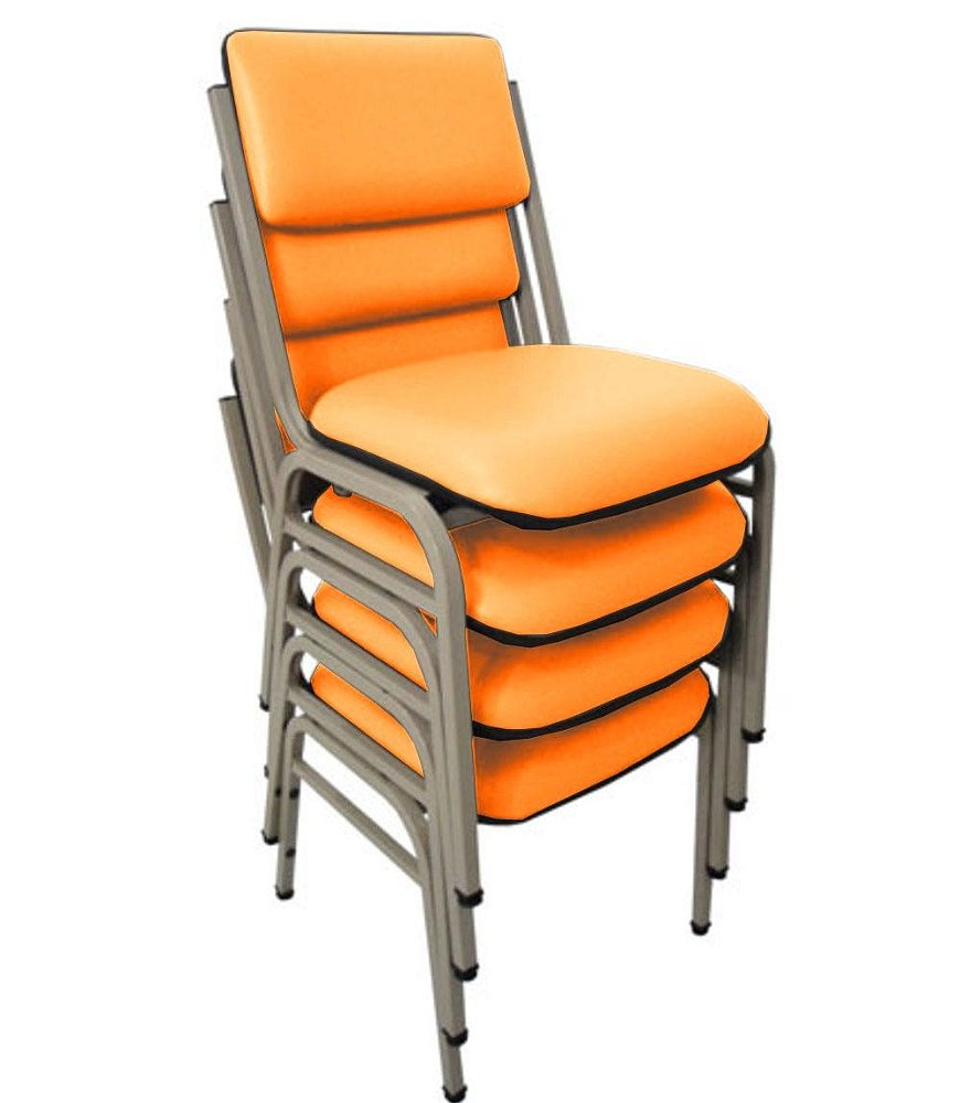 Kit com 4 Cadeiras para Auditórios Linha Hotel Smart Laranja Kit com 4 Cadeiras para Auditórios Linha Hotel Smart Laranja