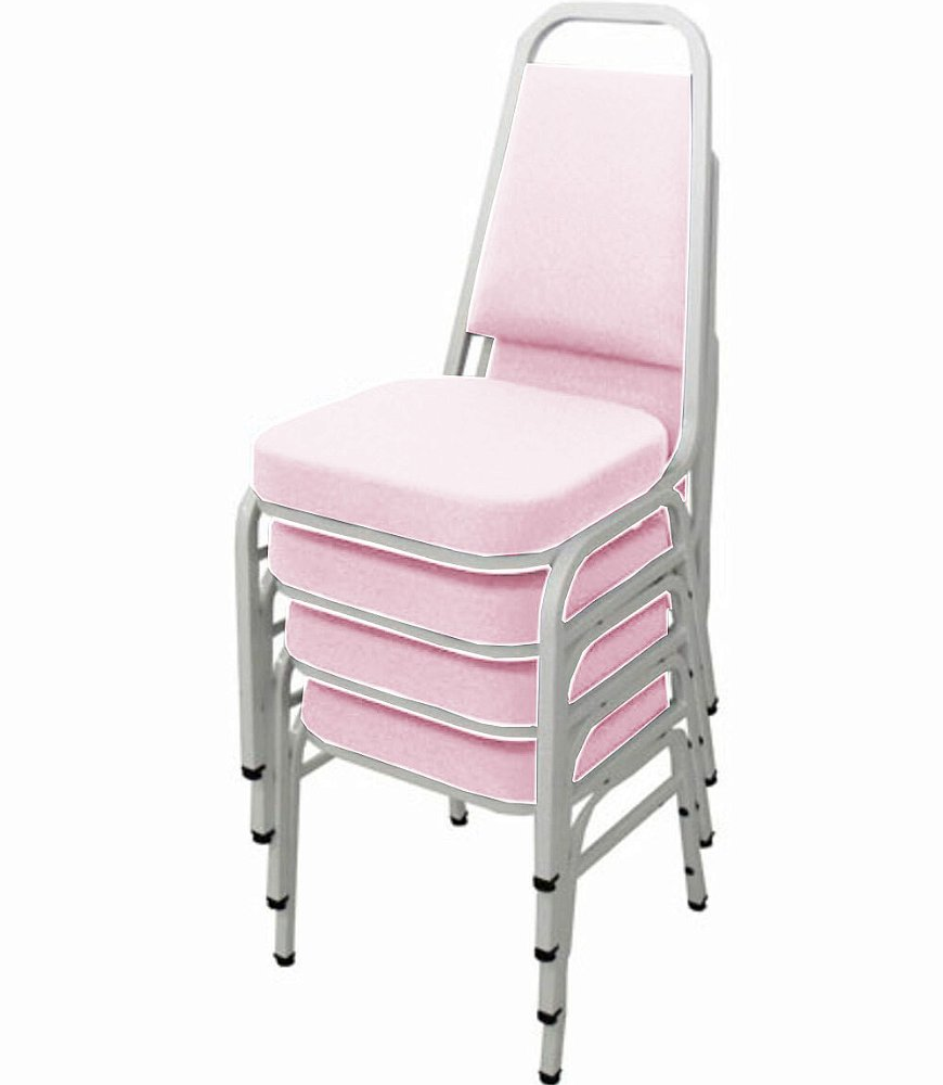 Kit com 4 Cadeiras Empilháveis Linha Hotel Plus Rosa Kit com 4 Cadeiras Empilháveis Linha Hotel Plus Rosa