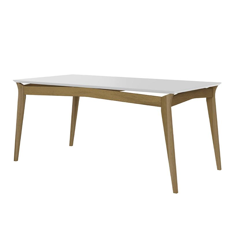 Mesa Sala Jantar Rubi 180x90cm com Pés de Madeira Maciça Imbuia/Branco Off Mesa Sala Jantar Rubi 180x90cm com Pés de Madeira Maciça Imbuia/Branco Off