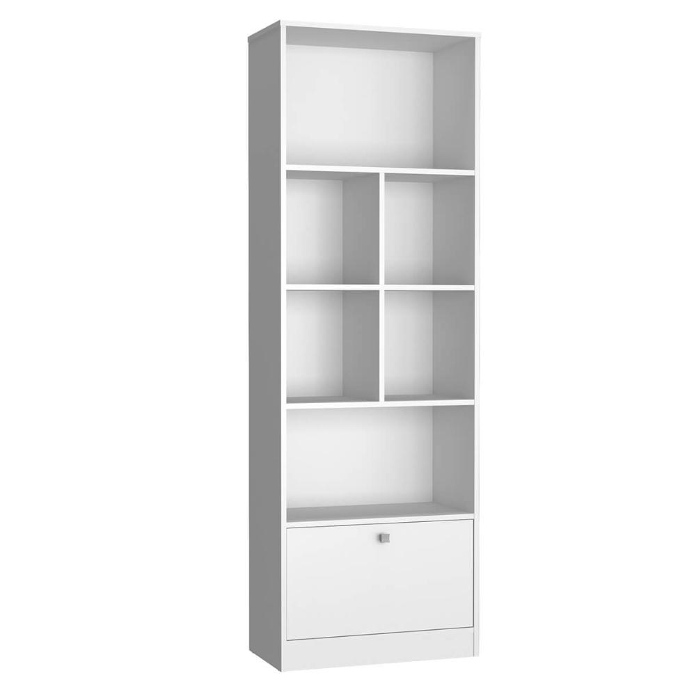 Livreiro Bali com 1 Porta Basculante Nova Mobile Branco Estante para Livros Livreiro Bali com 1 Porta Basculante Nova Mobile Branco Estante para Livros