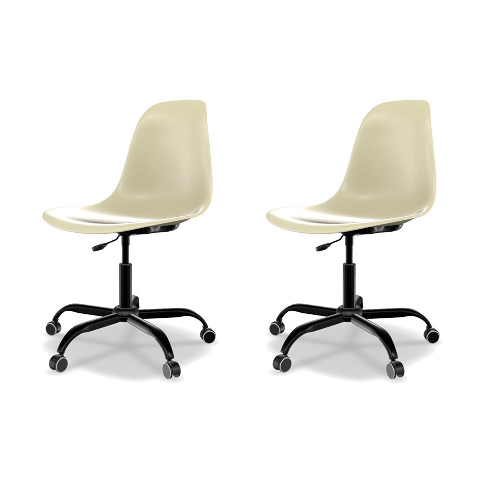 Conjunto com 2 Cadeiras de Escritório Secretária Eames Office Fendi e Preto Conjunto com 2 Cadeiras de Escritório Secretária Eames Office Fendi e Preto