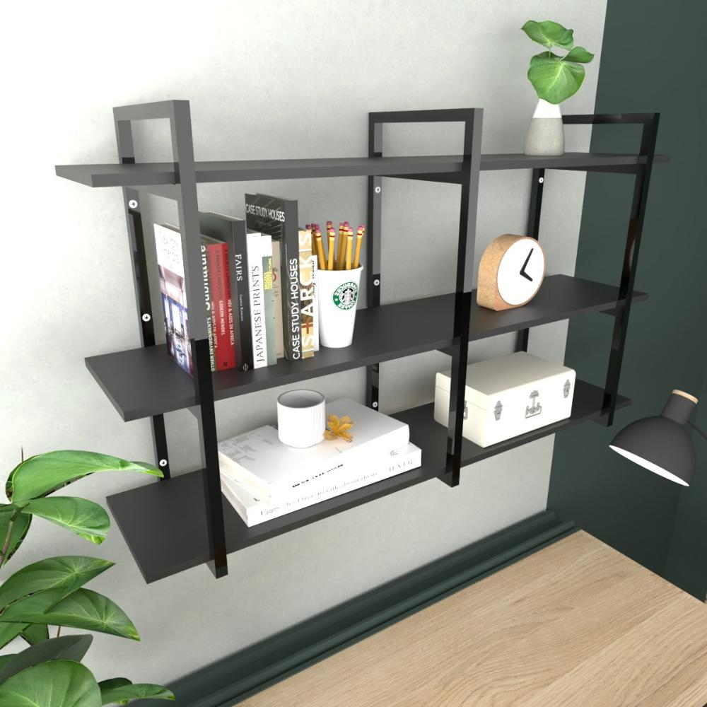 Estante industrial moveis escritorio quarto estante infantil plantas preto ferro e madeira Estante industrial moveis escritorio quarto estante infantil plantas preto ferro e madeira