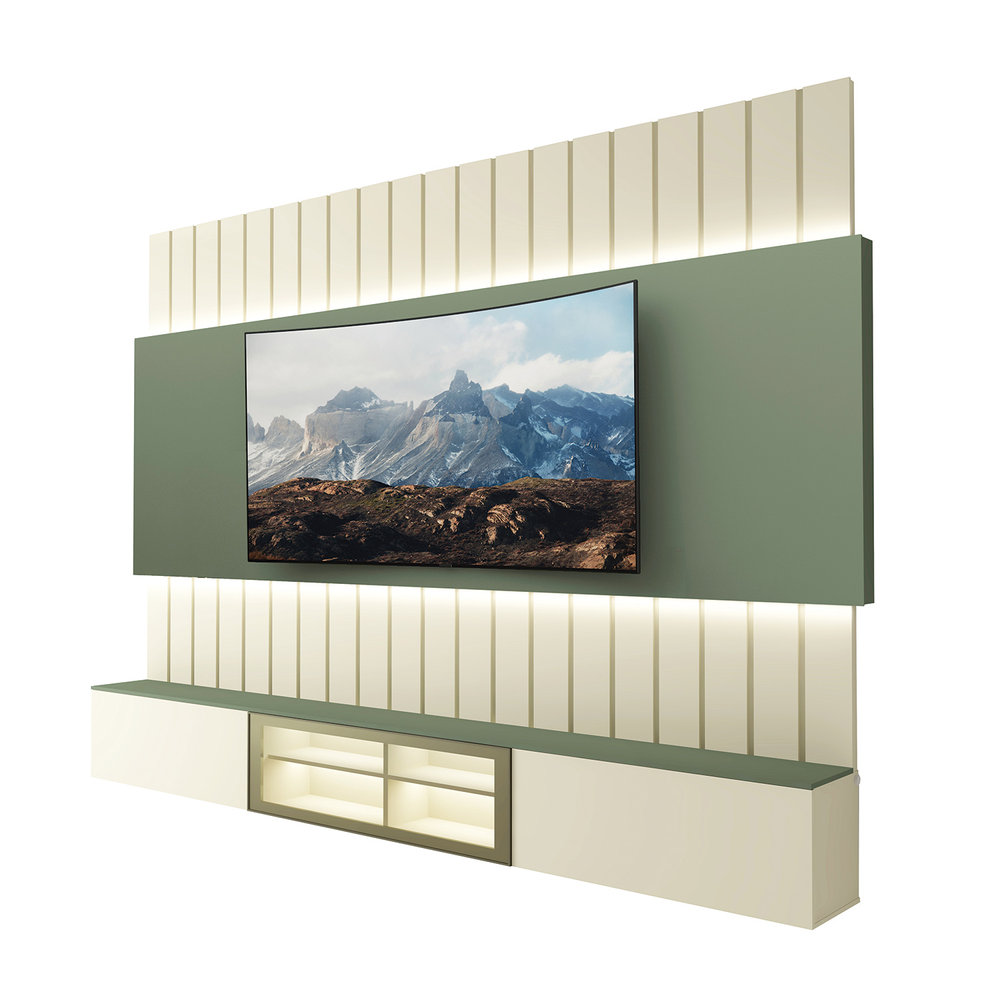 Home Soberano Reflecta 230 com Led Ripas e Compartimentos Verde Floresta com Off White - GELIUS Home Soberano Reflecta 230 com Led Ripas e Compartimentos Verde Floresta com Off White - GELIUS