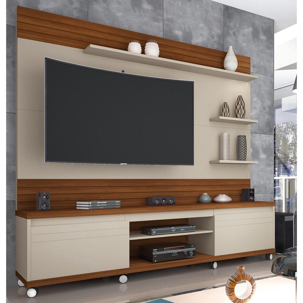 Home Theater Cedro para TV até 70 Polegadas - Off White com Freijó - Germai Home Theater Cedro para TV até 70 Polegadas - Off White com Freijó - Germai