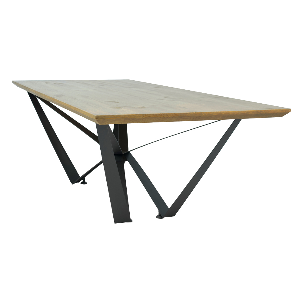 Mesa de Jantar Base de Ferro Shaman 238cm Castanho Oregon G04 - Gran Belo Mesa de Jantar Base de Ferro Shaman 238cm Castanho Oregon G04 - Gran Belo