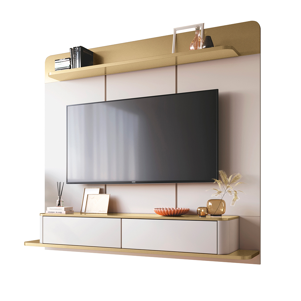 Home Painel Suspenso Decorativo Messier para TV 70 Polegadas Off White/Champagne G26 - Gran Belo Home Painel Suspenso Decorativo Messier para TV 70 Polegadas Off White/Champagne G26 - Gran Belo