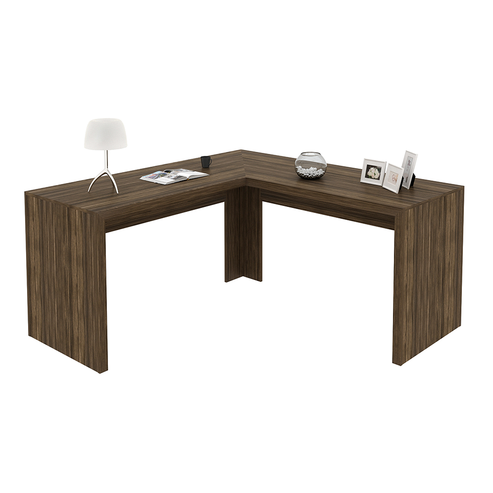 Mesa Angular para Escritório Home Office ME4116 MDP Nogal G69 - Gran Belo Mesa Angular para Escritório Home Office ME4116 MDP Nogal G69 - Gran Belo