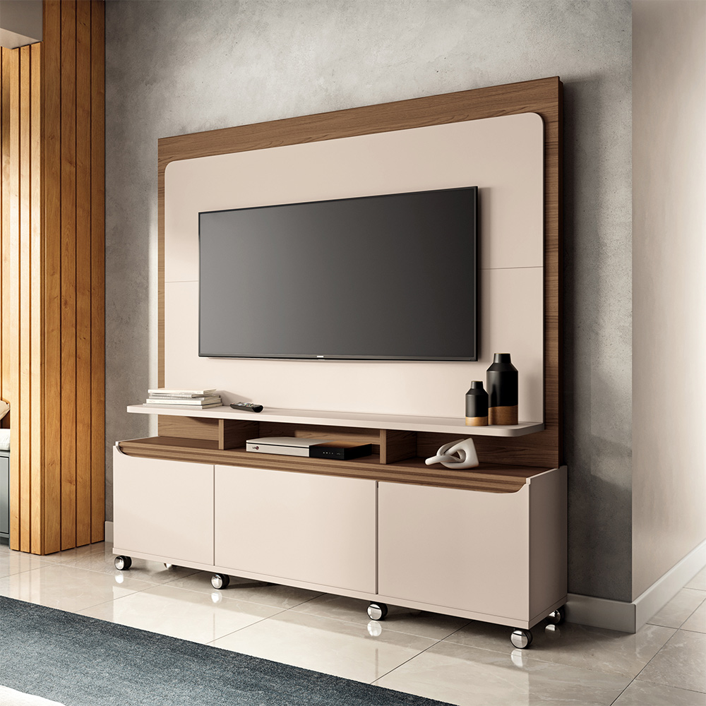 Home Estante para TV de até 70 Polegadas 2 Portas e 1 Gaveta MDP/MDF Mania OffWhite/Castanho G26 - Gran Belo Home Estante para TV de até 70 Polegadas 2 Portas e 1 Gaveta MDP/MDF Mania OffWhite/Castanho G26 - Gran Belo