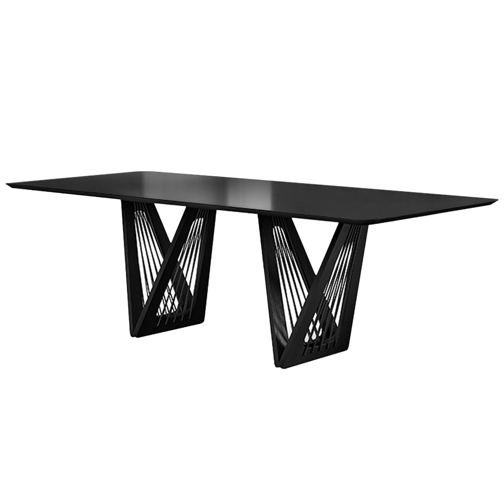 Mesa Sala de Jantar 6 Lugares 180cm Tampo de Vidro Giaguaro Preto/Ébano G13 - Gran Belo Mesa Sala de Jantar 6 Lugares 180cm Tampo de Vidro Giaguaro Preto/Ébano G13 - Gran Belo