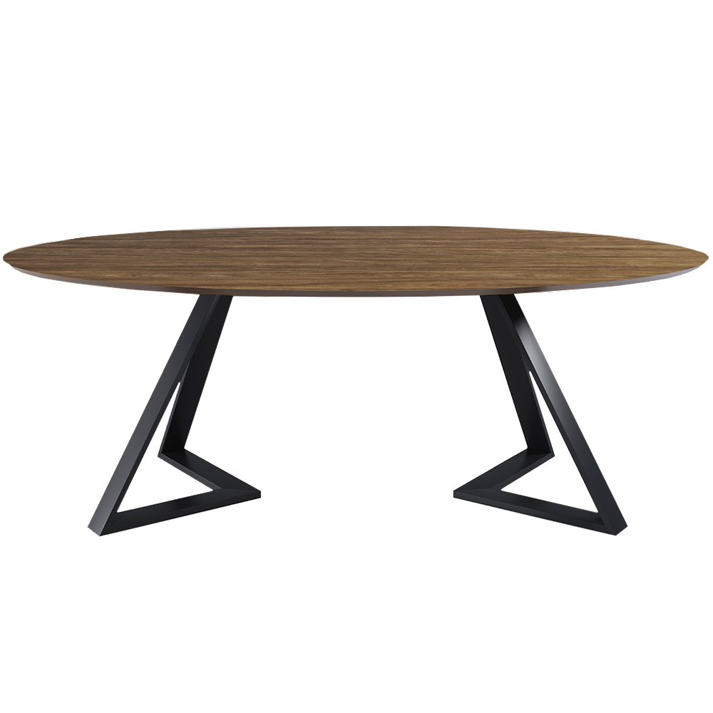 Mesa Sala de Jantar 8 Lugares 250cm Tampo Oval Efron Nogueira/Preto G13 - Gran Belo Mesa Sala de Jantar 8 Lugares 250cm Tampo Oval Efron Nogueira/Preto G13 - Gran Belo