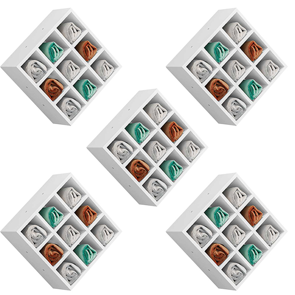 Kit 05 Nichos Porta Toalhas 09 Lugares 40x40cm Branco G01 - Gran Belo