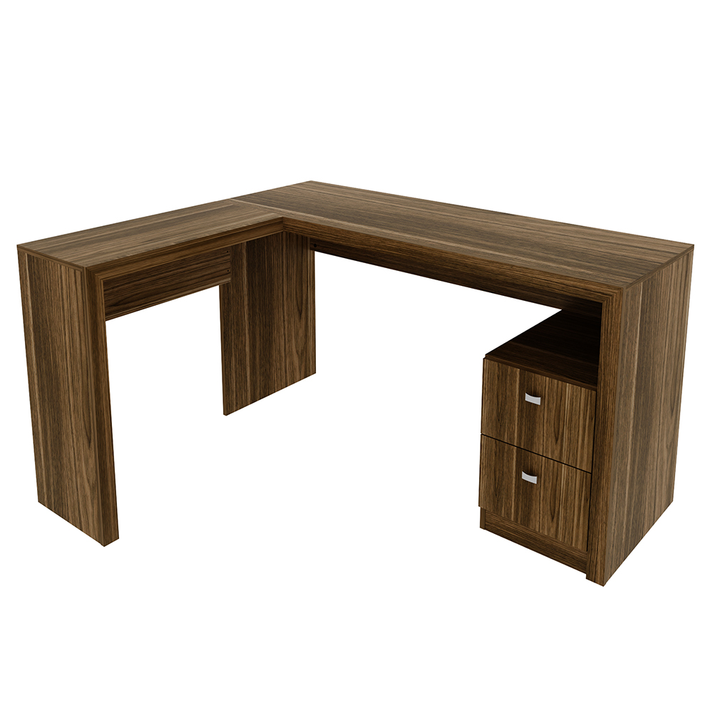 Mesa com 2 Gavetas para Escritório Home Office ME4129 MDP Nogal G69 - Gran Belo Mesa com 2 Gavetas para Escritório Home Office ME4129 MDP Nogal G69 - Gran Belo