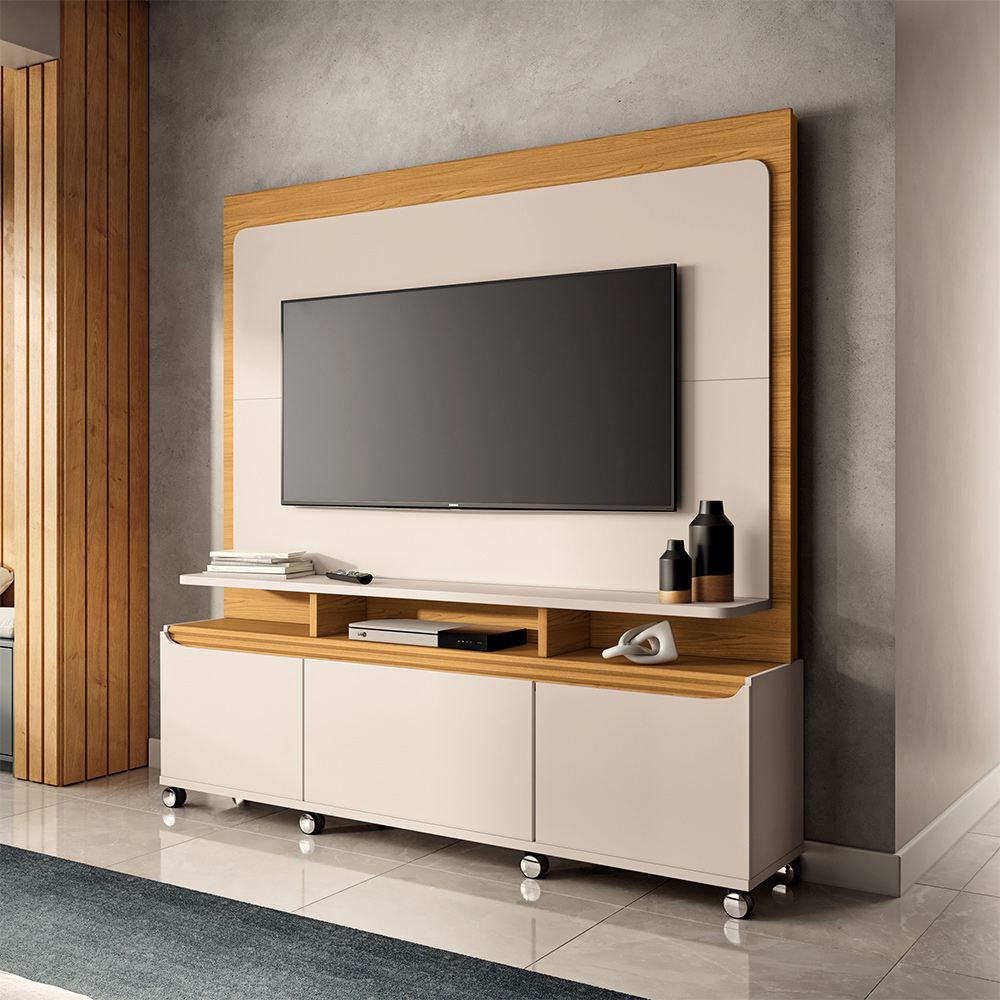 Home Estante Quantum 2 Portas em MDP/MDF para TV até 70 Polegadas Off White/Cinamomo G26 - Hb Móveis Home Estante Quantum 2 Portas em MDP/MDF para TV até 70 Polegadas Off White/Cinamomo G26 - Hb Móveis
