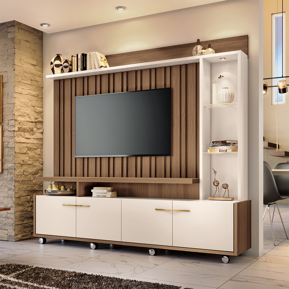 Home Theater Titan com LED TV até 60 Polegadas em Castanho/Off White G26 - Hb Móveis Home Theater Titan com LED TV até 60 Polegadas em Castanho/Off White G26 - Hb Móveis