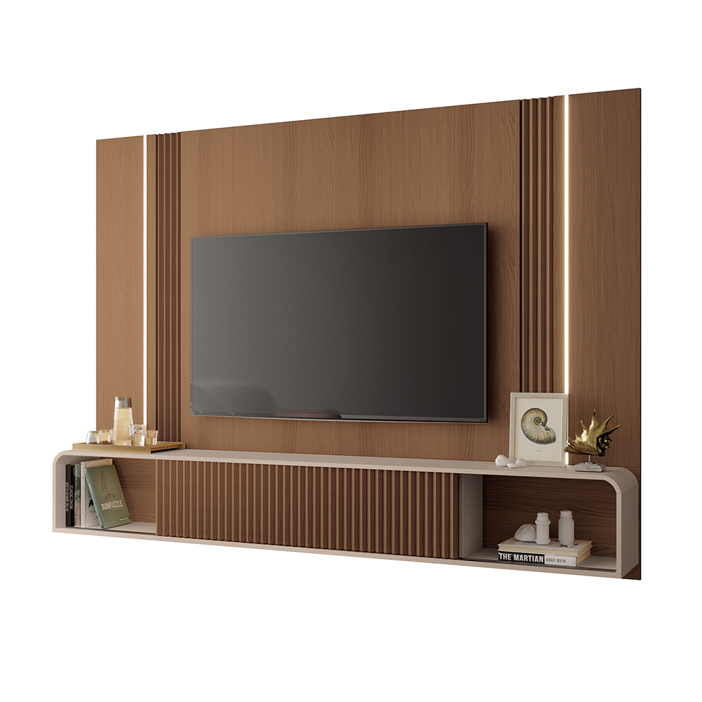 Home Suspenso Empire TV até 85 Polegadas MDF/MDP LED Castanho/Off White G26 - Hb Móveis Home Suspenso Empire TV até 85 Polegadas MDF/MDP LED Castanho/Off White G26 - Hb Móveis