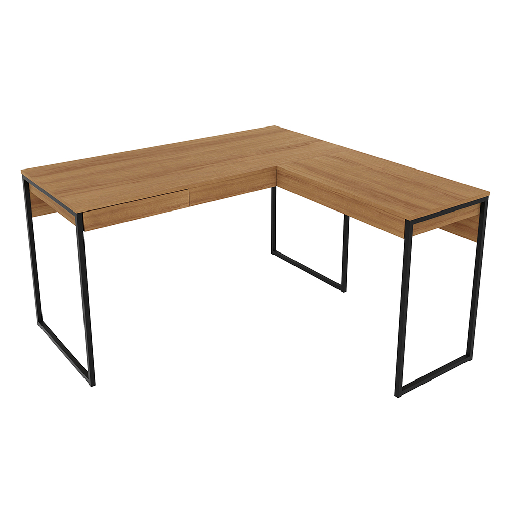 Mesa Angular para Escritório Home Office ME4157 MDP Amendoa/Preto G69 - Gran Belo Mesa Angular para Escritório Home Office ME4157 MDP Amendoa/Preto G69 - Gran Belo