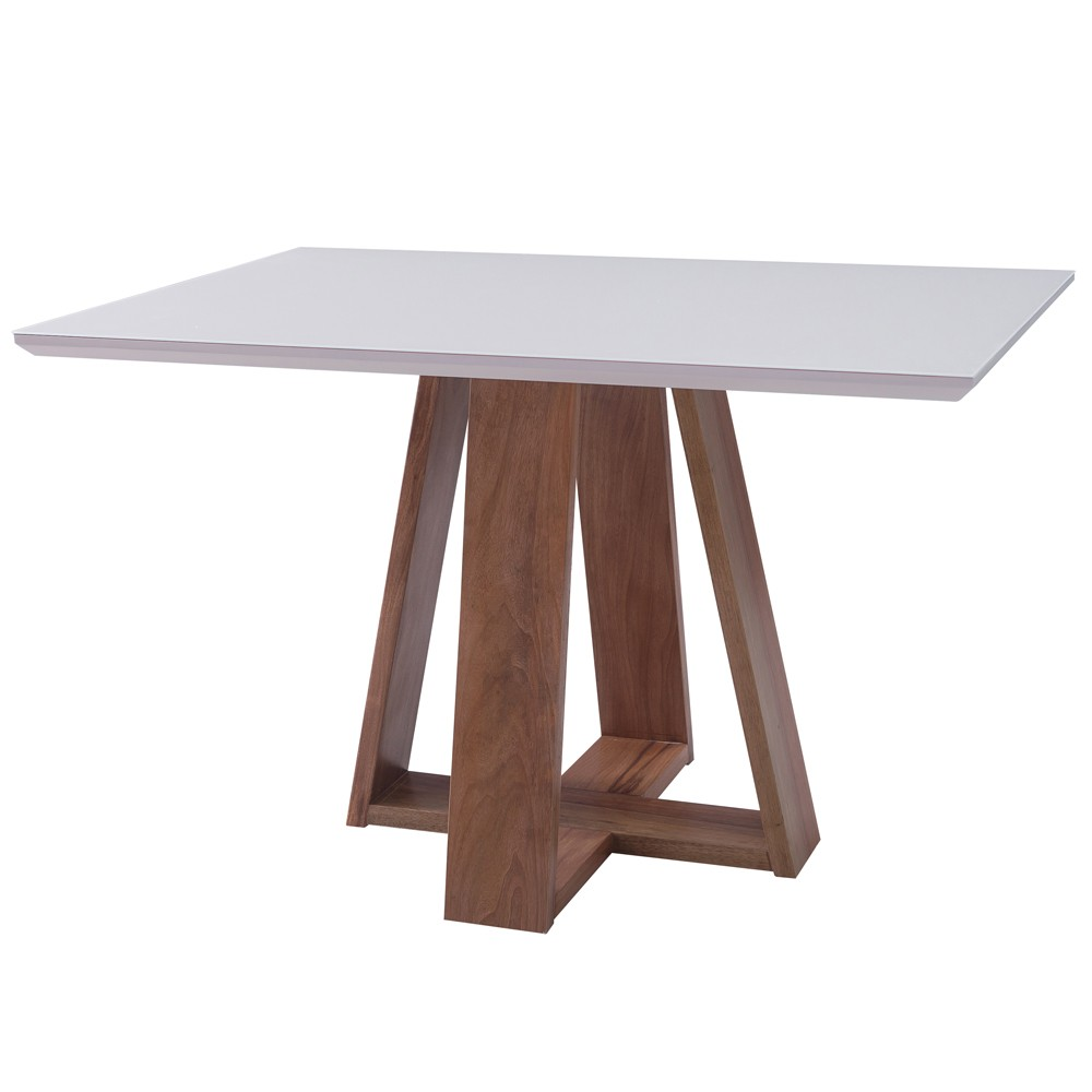 Mesa de Jantar Shell 160x90 cm com Tampo de Vidro Off White G55 - Gran Belo Mesa de Jantar Shell 160x90 cm com Tampo de Vidro Off White G55 - Gran Belo