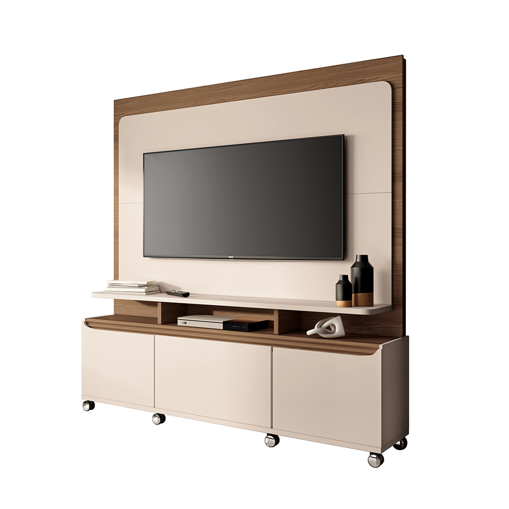 Home Estante Quantum em MDP/MDF 2 Portas para TV até 70 Polegadas Off White/Castanho G26 - Hb Móveis Home Estante Quantum em MDP/MDF 2 Portas para TV até 70 Polegadas Off White/Castanho G26 - Hb Móveis