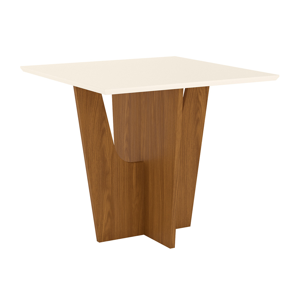 Mesa de Jantar Quadrada Danielly Off White e Nature 90 cm Mesa de Jantar Quadrada Danielly Off White e Nature 90 cm