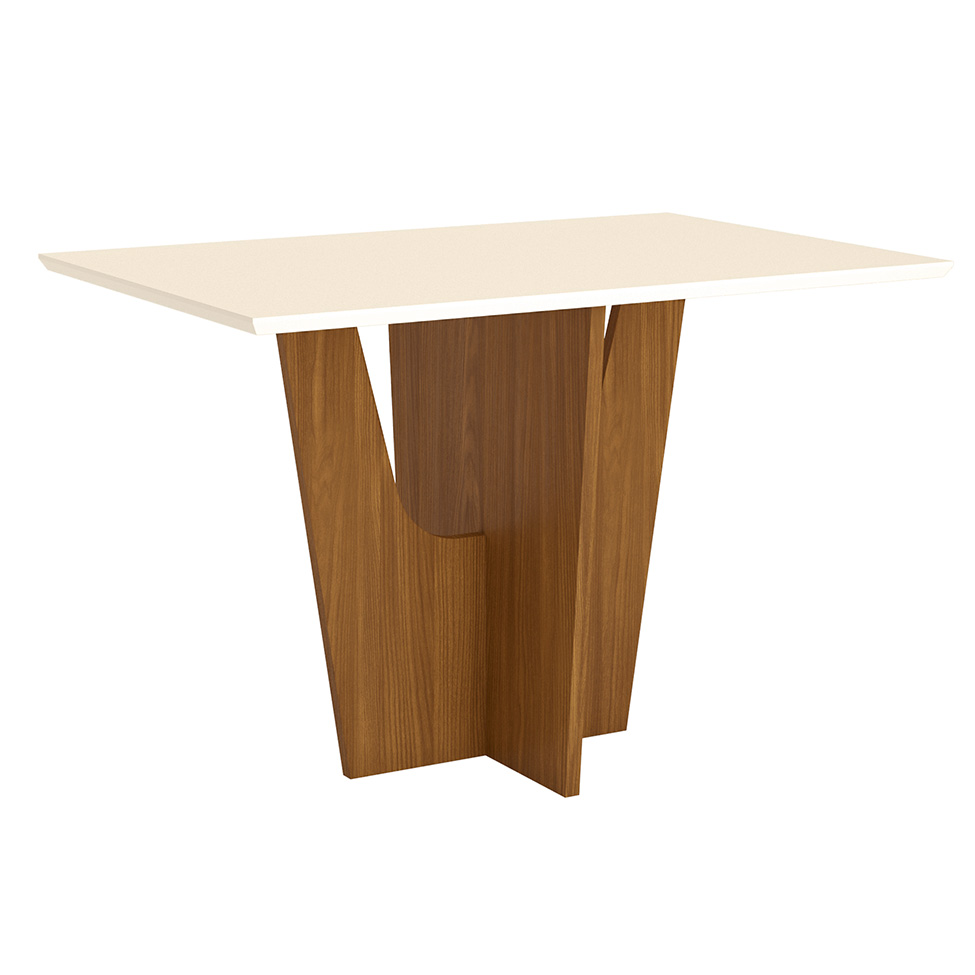 Mesa de Jantar Retangular Danielly Off White e Nature 120 cm Mesa de Jantar Retangular Danielly Off White e Nature 120 cm