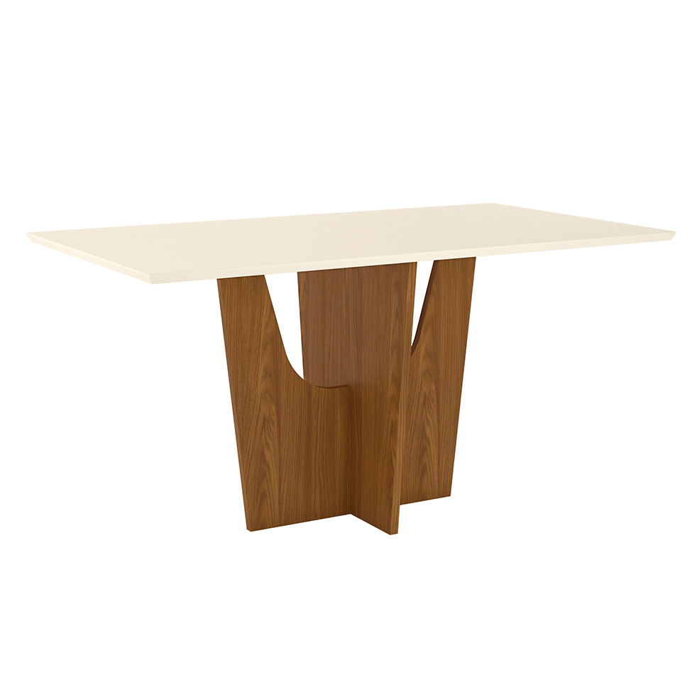 Mesa de Jantar Retangular Danielly Off White e Nature 160 cm Mesa de Jantar Retangular Danielly Off White e Nature 160 cm