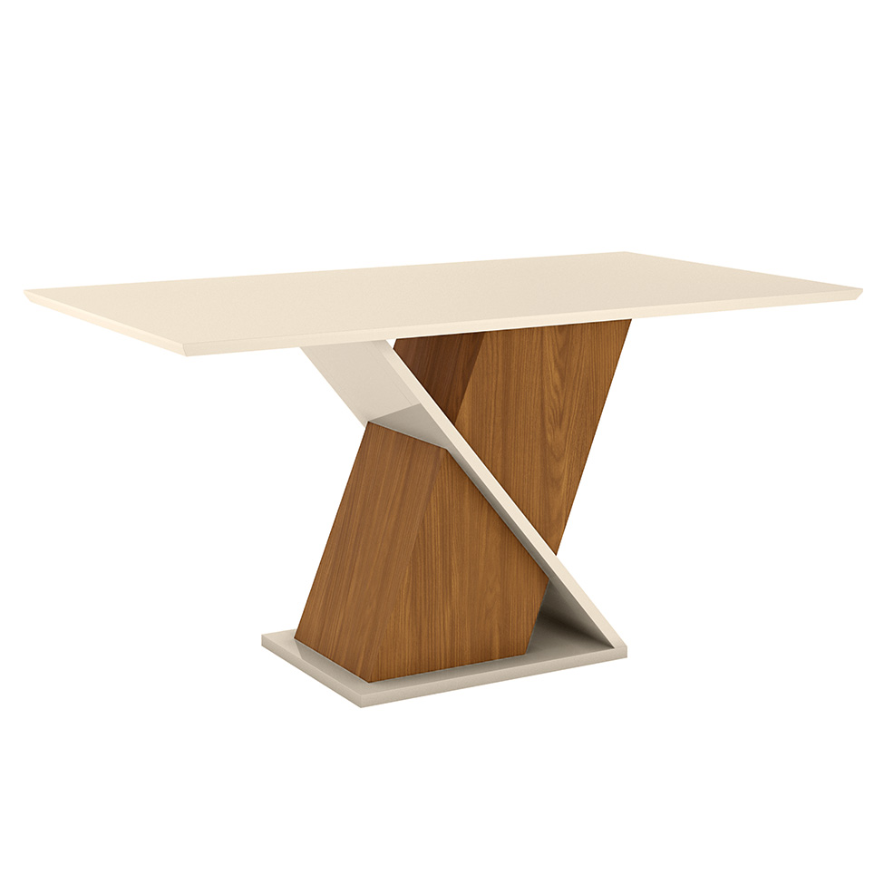 Mesa de Jantar Retangular Fiorella Off White e Nature 160 cm Mesa de Jantar Retangular Fiorella Off White e Nature 160 cm