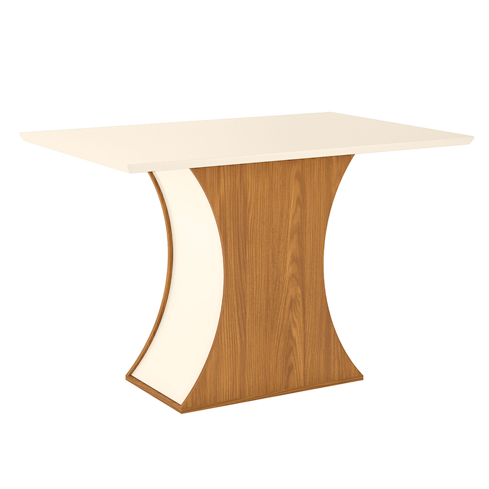 Mesa de Jantar Retangular Selena Off White e Nature 120 cm Mesa de Jantar Retangular Selena Off White e Nature 120 cm