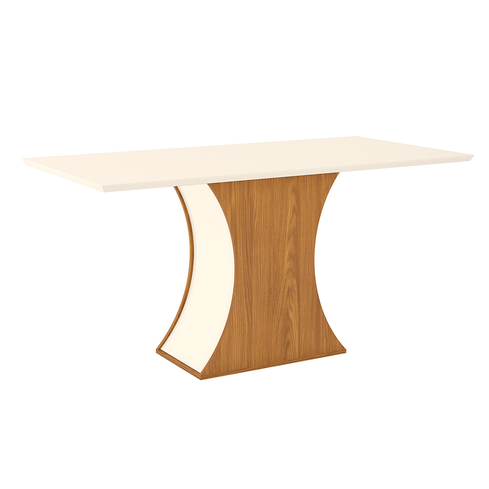 Mesa de Jantar Retangular Selena Off White e Nature 160 cm Mesa de Jantar Retangular Selena Off White e Nature 160 cm
