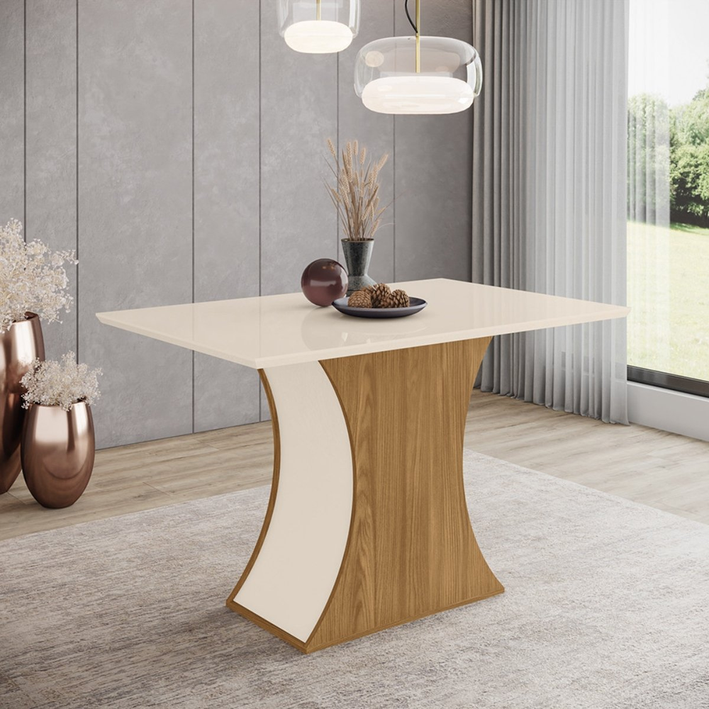 Mesa de Jantar 4 Lugares 120cm - Luiza Nature / Off White Mesa de Jantar 4 Lugares 120cm - Luiza Nature / Off White