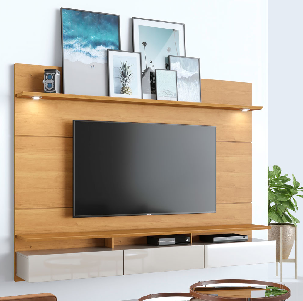 Home Suspenso Decore Led 1.8 Nature com Off White - Imcal Móveis Home Suspenso Decore Led 1.8 Nature com Off White - Imcal Móveis