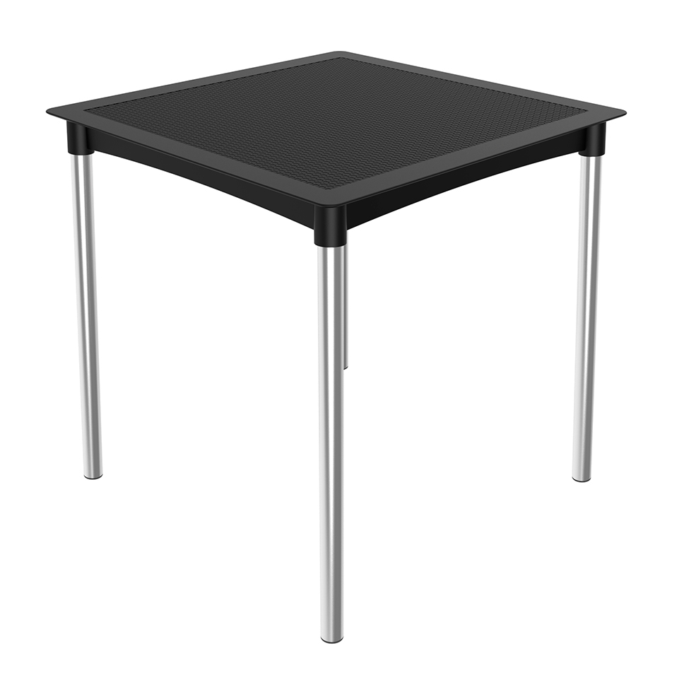 Mesa de Cozinha Quadrada Atto Rattan Pés em Alumínio Preta Mesa de Cozinha Quadrada Atto Rattan Pés em Alumínio Preta