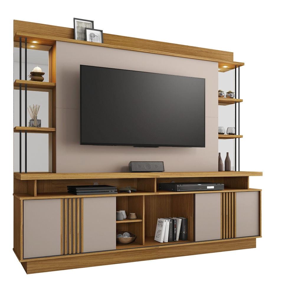 Estante Home Esplendor TV Até 65 Polegadas JCM Movelaria Freijó/Off White Estante Home Esplendor TV Até 65 Polegadas JCM Movelaria Freijó/Off White