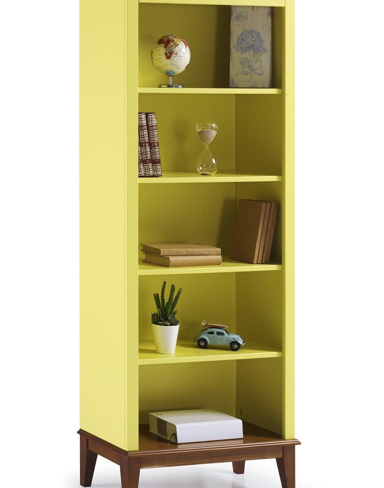 Estante de Madeira Maciça 4 Prateleiras - Amarelo Lemon Estante de Madeira Maciça 4 Prateleiras - Amarelo Lemon