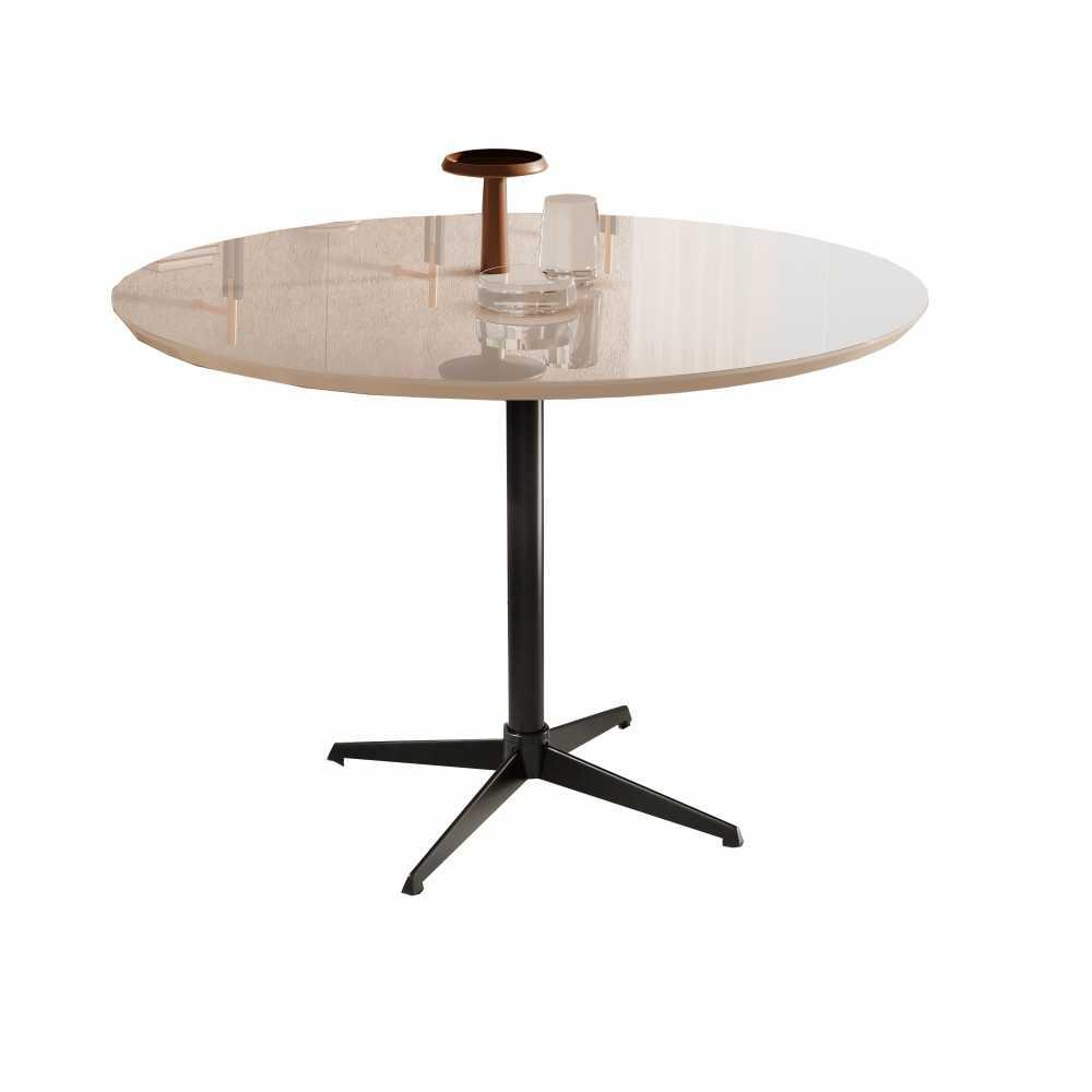 Mesa de Jantar Sofia MDF Laqueado Off White 90 cm Pé em Metal Preto Mesa de Jantar Sofia MDF Laqueado Off White 90 cm Pé em Metal Preto