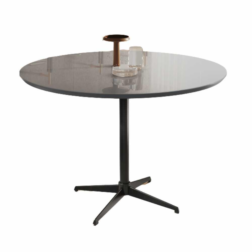 Mesa de Jantar Sofia MDF Laqueado Concreto 90 cm Pé em Metal Preto Mesa de Jantar Sofia MDF Laqueado Concreto 90 cm Pé em Metal Preto