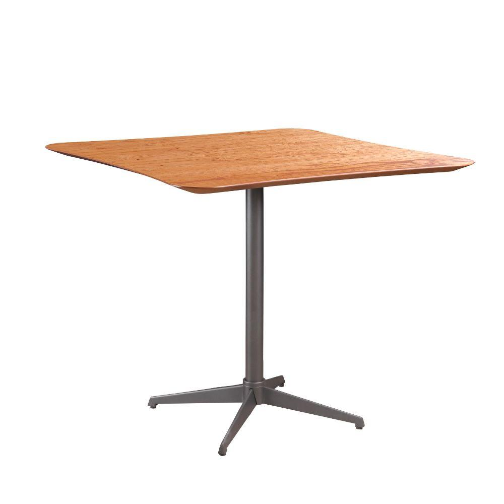Mesa de Jantar Copa Quadrada Castanho com Metal Grafite 90cm Mesa de Jantar Copa Quadrada Castanho com Metal Grafite 90cm