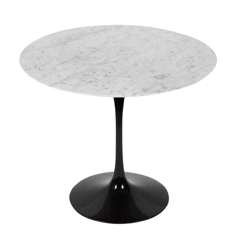 Mesa de Jantar Tulipa Saarinen Redonda 120 cm Mármore Carrara Base Preto Mesa de Jantar Tulipa Saarinen Redonda 120 cm Mármore Carrara Base Preto