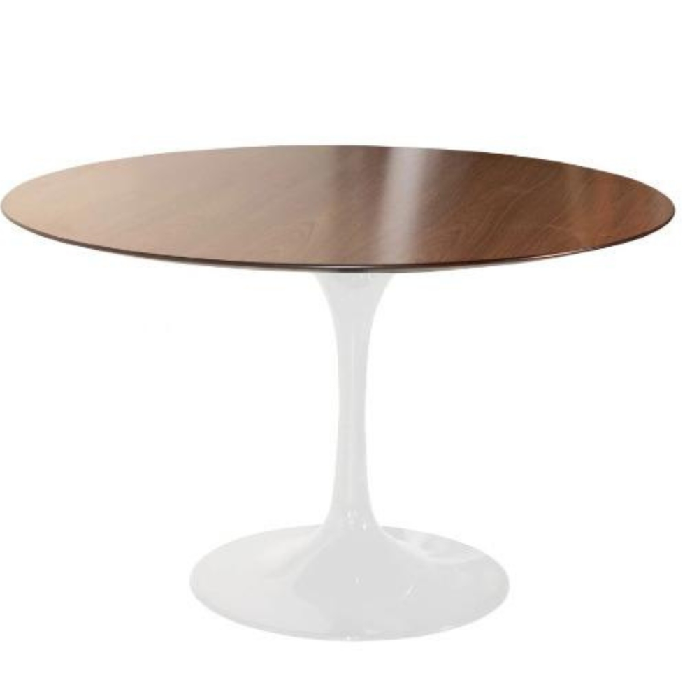 Mesa de Jantar Tulipa Saarinen Redonda 120 cm Tampo Imbuia Base Branca Mesa de Jantar Tulipa Saarinen Redonda 120 cm Tampo Imbuia Base Branca