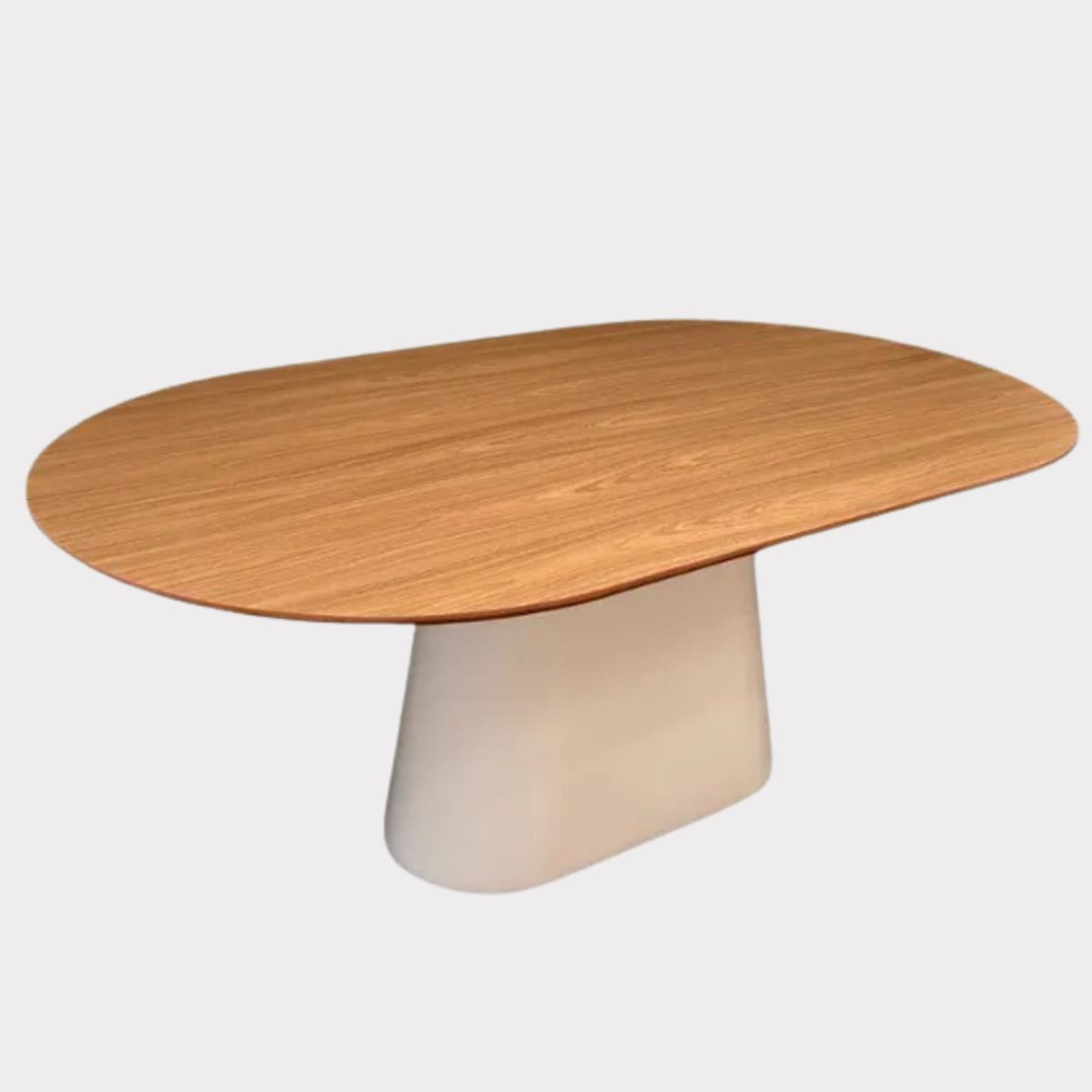 Mesa de Jantar Cone Oval Oblongo 180x100 cm Base Laqueado Tampo Freijó Mesa de Jantar Cone Oval Oblongo 180x100 cm Base Laqueado Tampo Freijó