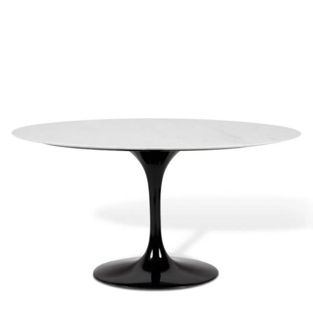 Mesa de Jantar Saarinen Oval 160x90 cm Mármore Carrara Base Preta Mesa de Jantar Saarinen Oval 160x90 cm Mármore Carrara Base Preta