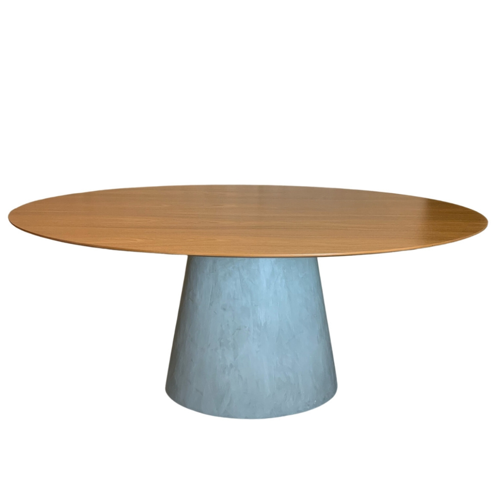 Mesa De Jantar Cone Oval 160x90 Cm Base Cimento Queimado Tampo Freijó Mesa De Jantar Cone Oval 160x90 Cm Base Cimento Queimado Tampo Freijó