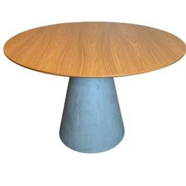 Mesa de Jantar Cone Cimento Queimado 160 cm Tampo Freijó Mesa de Jantar Cone Cimento Queimado 160 cm Tampo Freijó