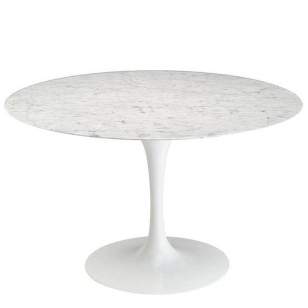 Mesa de Jantar Tulipa Saarinen Redonda 100 cm Mármore Carrara Base Branca Mesa de Jantar Tulipa Saarinen Redonda 100 cm Mármore Carrara Base Branca