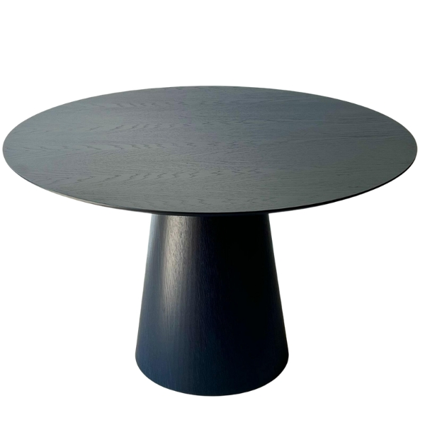 Mesa de Jantar Cone Redonda 100 cm Base Madeira Ébano Tampo Ébano Mesa de Jantar Cone Redonda 100 cm Base Madeira Ébano Tampo Ébano