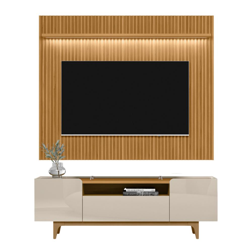 Home Ripado para TV até 75' com Led NewberryTauari Off-White Home Ripado para TV até 75' com Led NewberryTauari Off-White