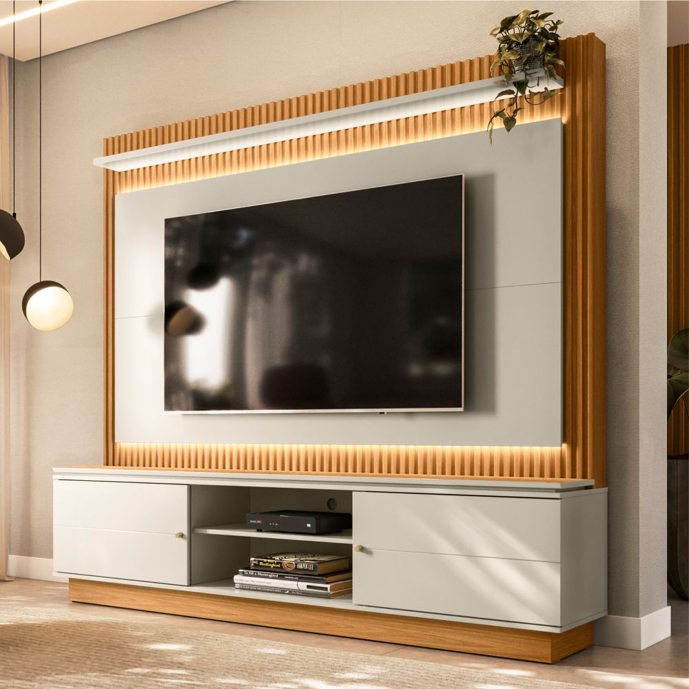 Home para TV ate 75 Polegadas Com Led Bruce Nature Off-White Home para TV ate 75 Polegadas Com Led Bruce Nature Off-White