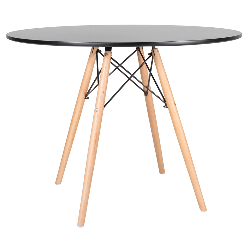 Mesa de jantar redonda Eames Eiffel - Wood - Tampo de MDF - 100 cm - Preto Mesa de jantar redonda Eames Eiffel - Wood - Tampo de MDF - 100 cm - Preto